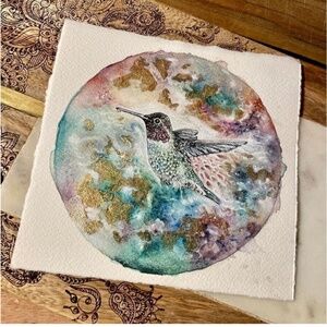 Original Hummingbird Watercolor Painting by Alessandra Jann-Jordan, AJJ Arts